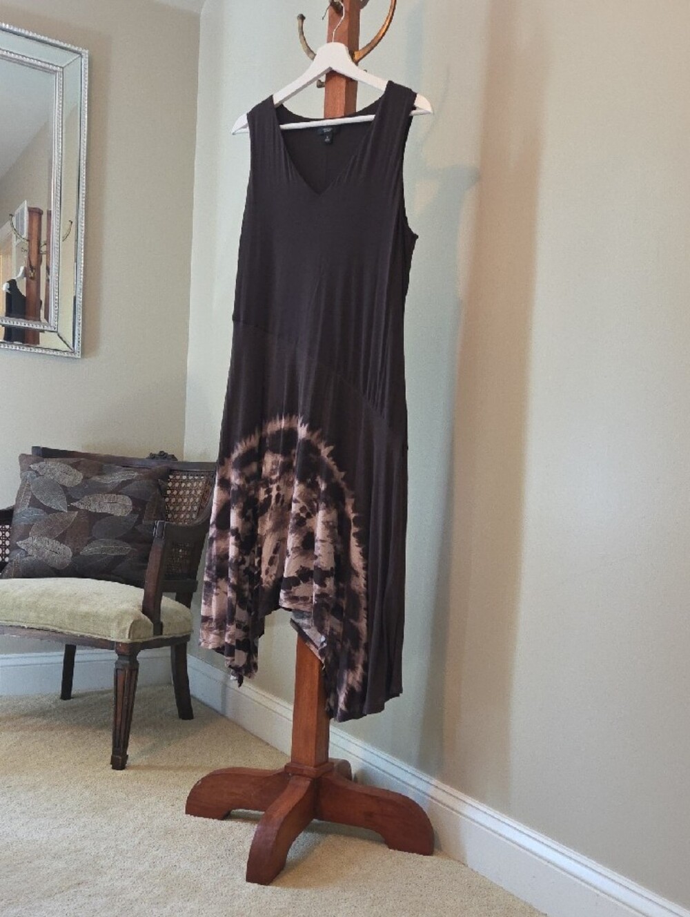 Simply Vera Wang Sleeveless Tie-Dye Maxi Dress in Chocolate and Blush - Picture 10 of 12